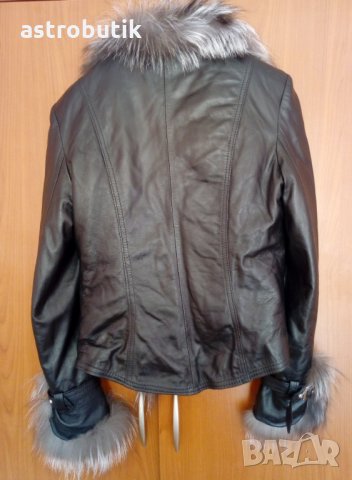 Кожено яке с яка от лисица- намаление!, снимка 4 - Якета - 27387824