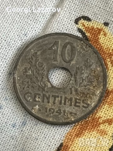 10 сантима Вишистка Франция 1941, снимка 1 - Нумизматика и бонистика - 35636804