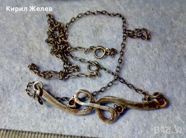 Старо АР НУВО СТИЛ СРЕБЪРНО КОЛИЕ СРЕБРО 950 с ЮВЕЛИРНО ФАСЕТИРАНИ ИСКРЯЩИ ЦИРКОНИ 49369, снимка 3 - Антикварни и старинни предмети - 48901263