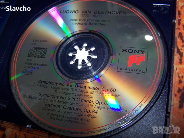Компакт диск на LEONARD BERNSTEIN/ Beethoven Symphony No.5 Sony CD MINT, снимка 4 - CD дискове - 38076418