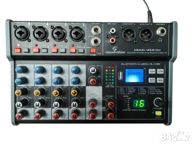 Смесителен пулт 4 моно + 1 стерео MIOMIX 404FXM

, снимка 3 - Ресийвъри, усилватели, смесителни пултове - 50253286