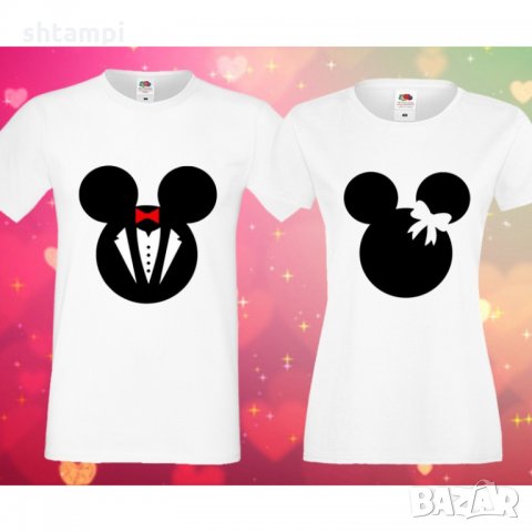 Комплект тениски за влюбени Mickey Minnie mouse heads