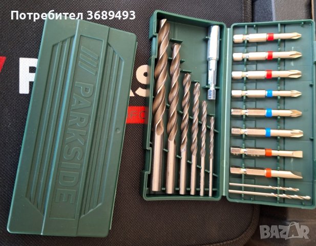 кутия с битове и бургии с Магнитен удължител на Парксайд 