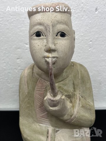 Дървена азиатска фигура. №4939, снимка 6 - Антикварни и старинни предмети - 43847283