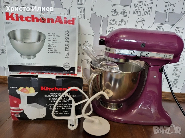 Планетарен миксер KitchenAid Artisan 5KSM150 с месомелачка комплект