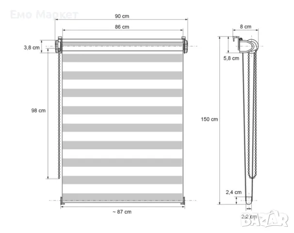 Щори ECD  Ролетни, Текстилни, Двойни, Без пробиване, снимка 2 - Други стоки за дома - 48937000