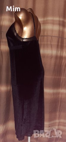 Черна кадифена нощница с дантелка , снимка 3 - Нощници - 35067079