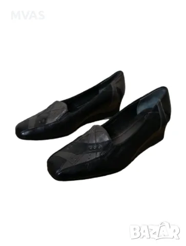 Черни ежедневни дамски обувки на малка платформа с тъмно сиво 39 размер 