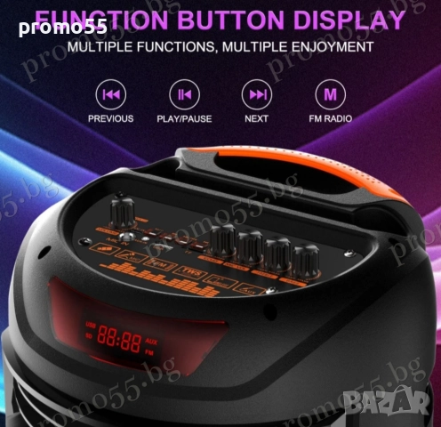 Голяма тонколона 95см. 3х8 инча с безжичен микрофон, дистанционно, RGB, снимка 6 - Тонколони - 52596202
