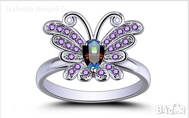 Сребърни пръстени, австрийски кристали, сапфир, смарагд, аметист, топаз, снимка 8 - Пръстени - 32502529