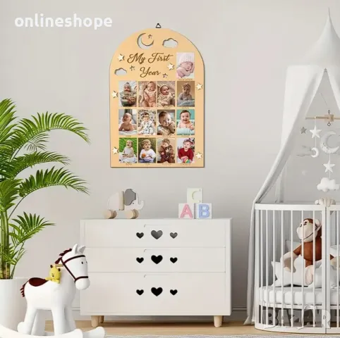 Дървена рамка за снимки - Моята първа година / месеци за бебе дете, снимка 5 - Други - 48780201