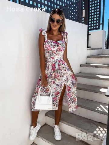 Лятна рокла в Розово и Бяло, снимка 6 - Рокли - 50664633