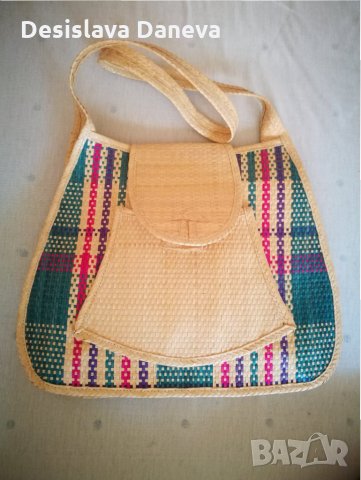 Ретро сламена лятна плажна чанта, снимка 3 - Чанти - 33678742