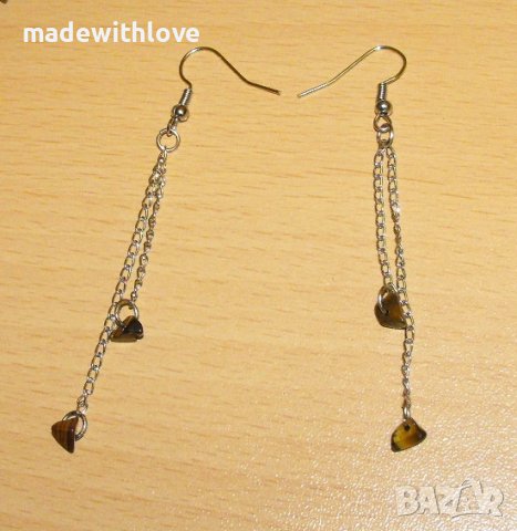 Ръчно изработени обеци с полускъпоценен камък тигрово око