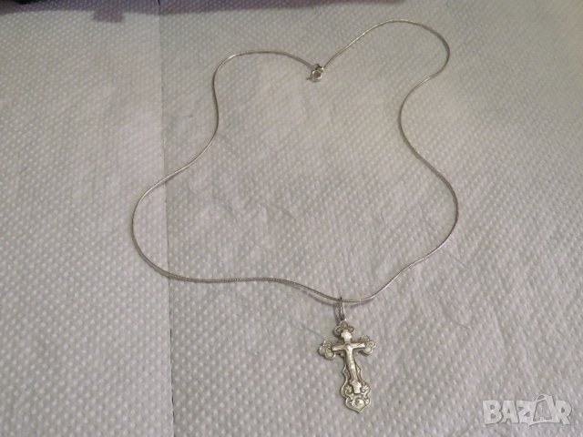 сребърен кръст разпятие православен кръст с Исус Христос и надпис Споси и Сохрани сребро, снимка 6 - Колиета, медальони, синджири - 31569281