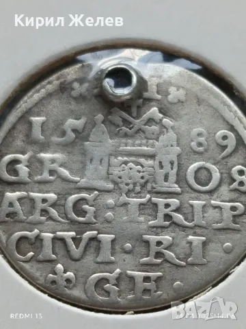 Сребърна монета 3 гроша 1589г. Сигизмунд трети Херцогство Ливония 28461, снимка 7 - Нумизматика и бонистика - 50020689