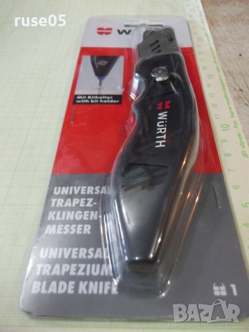 Нож "WÜRTH" макетен с трапецовидно острие и държач за битове, снимка 8 - Ножове - 39204207