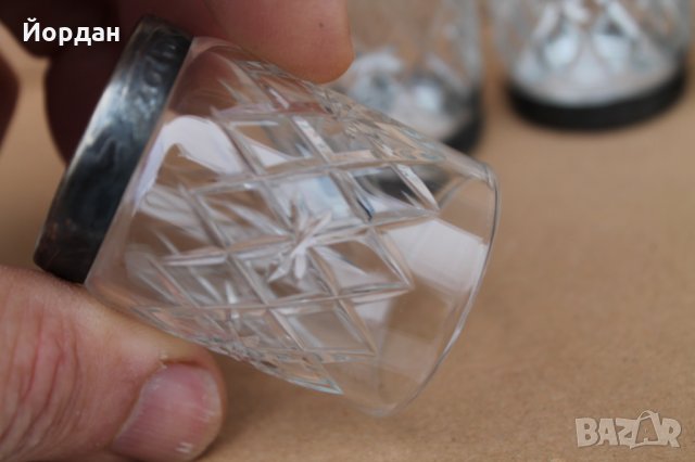 6бр. кристални чаши за ракия с метален обков , снимка 9 - Сервизи - 35266284