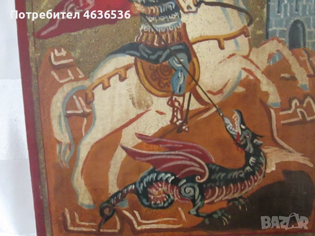 Оригинална рисувана икона Св.Георги, 22х17см., снимка 3 - Икони - 53382554
