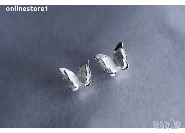Сребърни Обеци 3D Пеперуда - 925 печат сребро BT405, снимка 4 - Обеци - 28148431