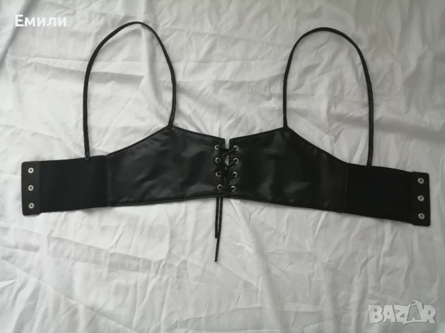 Кожен корсет-колан с презрамки и връзки р-р M и L , снимка 12 - Корсети, бюстиета, топове - 50862322