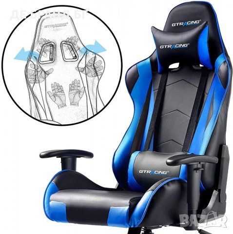 Геймърски стол / офис стол GT099-BLUE, снимка 4 - Столове - 35095732