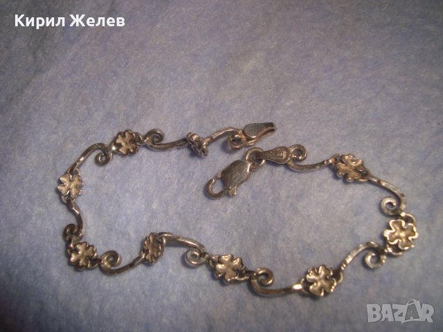 СТАРА СКЪПОЦЕННА АР НУВО ФЛОРАЛНА с ЧЕТИРИЛИСТНИ ДЕТЕЛИНКИ ГРИВНА СРЕБРО 900 РЪЧНА ИЗРАБОТКА 28715 , снимка 9 - Гривни - 37252456