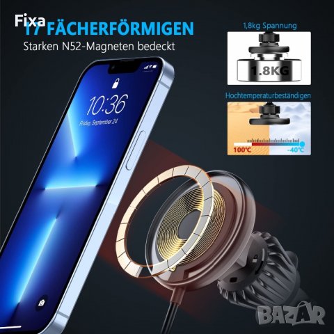 MagSafe безжично зарядно за автомобил “YLLZI”, снимка 4 - Безжични зарядни - 40130753