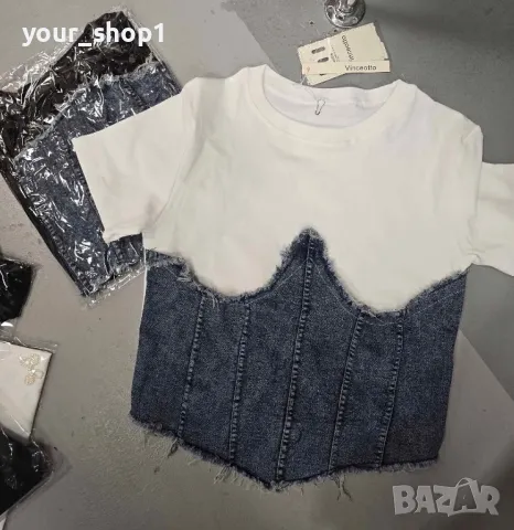 2 цвята дамска тениса с дънков акцент , снимка 1