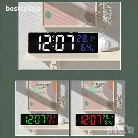Дигитален настолен часовник постоянно светещ в тъмното с термометър, снимка 3 - Стенни часовници - 43396034