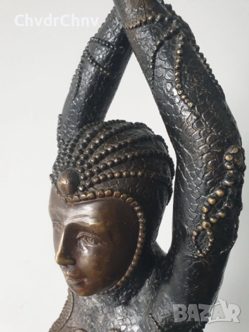 107см-11кг Chiparus статуетка/стара френска бронзова скулптура/голяма фигура на кабаретна танцьорка, снимка 3 - Статуетки - 51742688