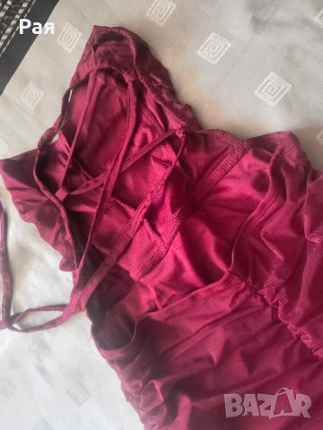 Дълга рокля в бордо , снимка 6 - Рокли - 51280453