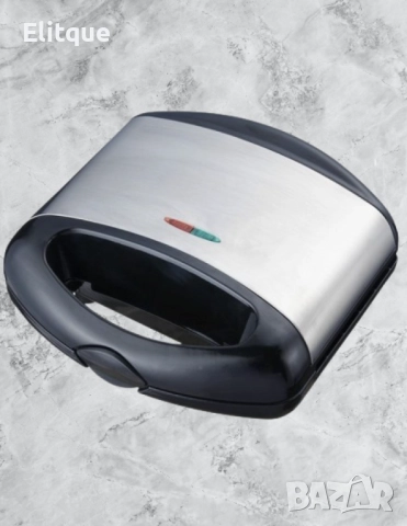 Тостер-сандвич Rosberg 750W, Грил керам.-мрам. плочи, Инокс с черно, снимка 4 - Други - 52889149