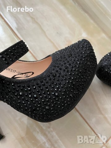 Официални черни обувки на ток , снимка 4 - Дамски обувки на ток - 40339309