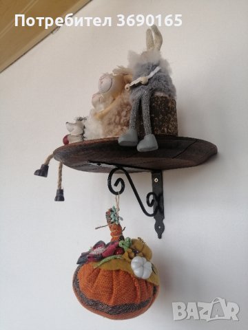 Стенни етажерки, цветарници изработени от дъбов масив с елементи от ковано желязо , снимка 13 - Декорация за дома - 40211525