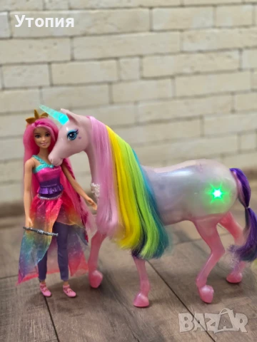 Кукла Барби и светещ музикален Еднорог, снимка 6 - Кукли - 50886304