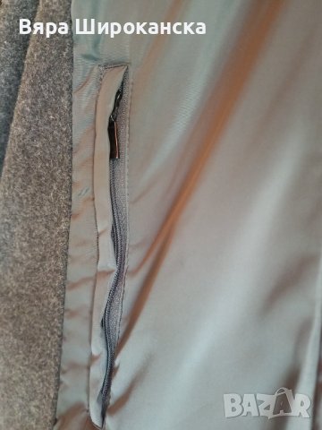 Сиво палто с красива яка. Размер ХL. Комбинация от плат и шлиферна материя. С подплата от изкуствена, снимка 9 - Палта, манта - 40524795