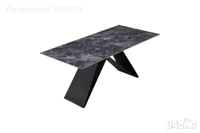 Трапезна маса Meja, Синтерован камък и метална основа, 2 цвята, 180х90, снимка 1