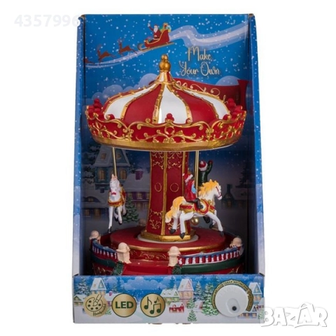 Коледна музикална въртележка, LED осветление, Червен, снимка 4 - Декорация за дома - 52490440