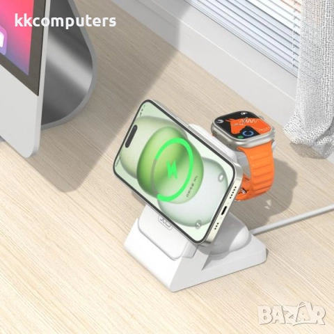 Wireless /безжично/ зарядно 3в1 XO-CX033 /Бял/ Баркод : 456537