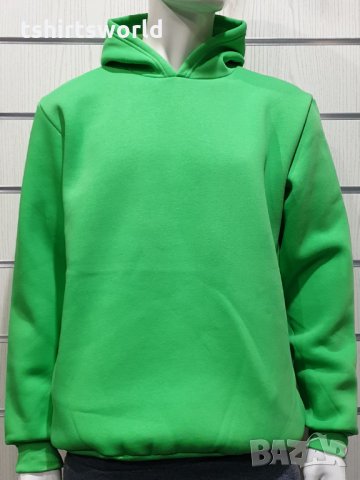 Нов мъжки зелен суичър с качулка и джобчета, снимка 5 - Суичъри - 34734168