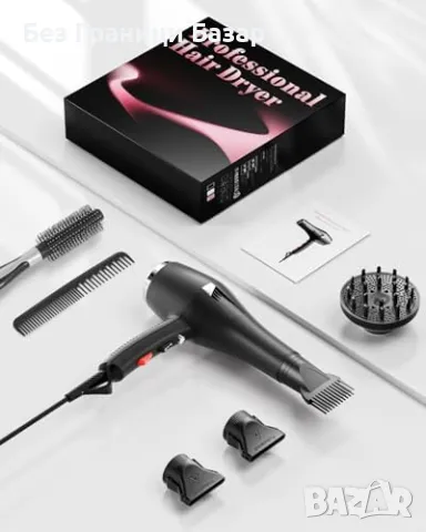 Нов Професионален йонен сешоар Dekuri с 6 приставки и бързо сушене коса, снимка 7 - Сешоари - 48539957