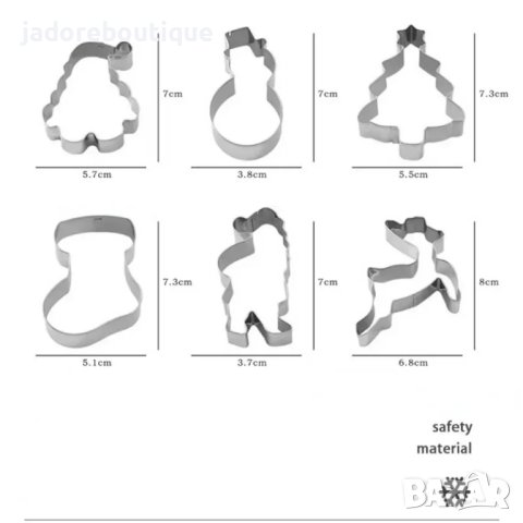Резци за сладки коледни 6 бр/к-кт дядо Коледа елха елен снежен човек ботуш, снимка 3 - Форми - 42948564