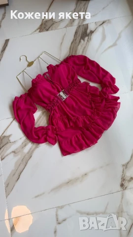 Шифонени рокли с ръкав и колан, снимка 4 - Рокли - 51363139