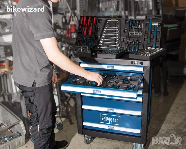 Количка с инструменти 263 части Scheppach TW1000 / 5909304900 / НОВО, снимка 6 - Куфари с инструменти - 53542088