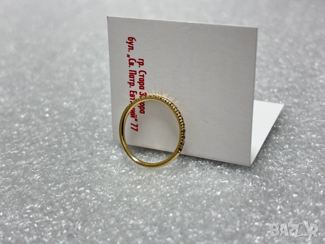 Златен Дамски Пръстен с циркони тип халка-1,15 грама, 14К (проба 585), снимка 5 - Пръстени - 53368354