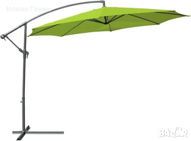 Висящ чадър Ø 350 см, градински чадър, дръжка, включително стойка, снимка 5 - Градински мебели, декорация  - 50342676