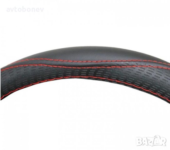 Калъф за волан - 2019 - черен с червен конец М-38см, снимка 3 - Аксесоари и консумативи - 40291661