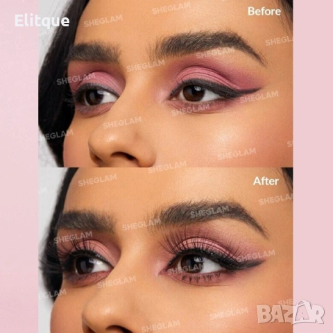 Комплект 5 чифта изкуствени мигли на снопчета и магнитна очна линия, снимка 5 - Други - 53126911