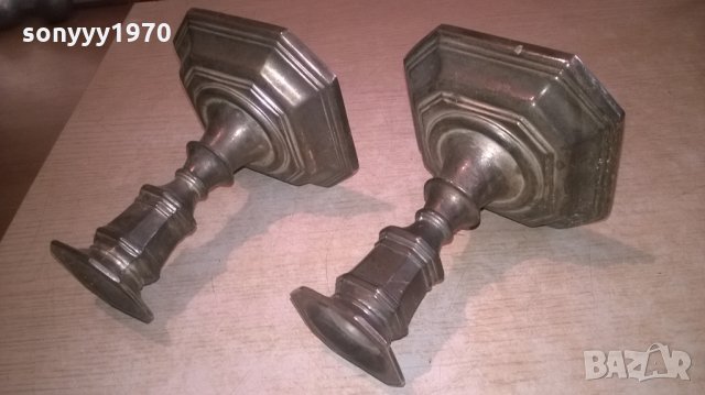 свещници сив/син цвят 2бр-внос франция-13х12х12см, снимка 4 - Колекции - 26693120